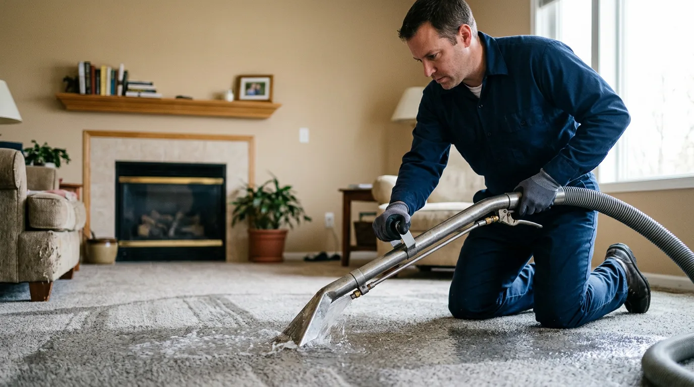 Water damage restoration technician working near Riverton, IA